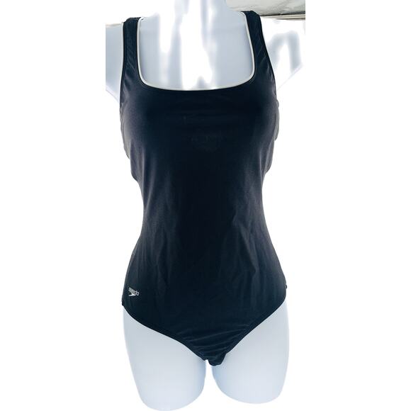 Speedo Swimsuit Women Size 8 Black One Piece Swimwear Lined Athletic Performance - Picture 1 of 10